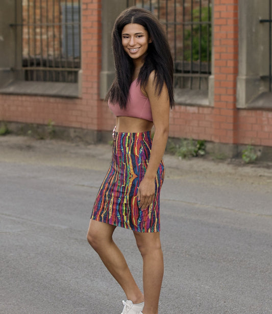 Biggie Style Printed Mini Pencil Skirt / Hip Hop Party/ Freaknik Outfit