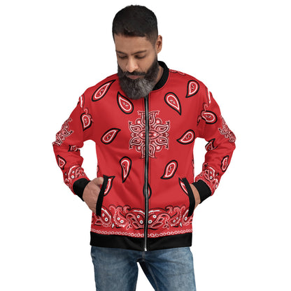 Red Bandana Jacket / Hip Hop Bomber Jacket/ Old School Hip Hop / Red Bandana Paisley