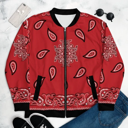 Red Bandana Jacket / Hip Hop Bomber Jacket/ Old School Hip Hop / Red Bandana Paisley