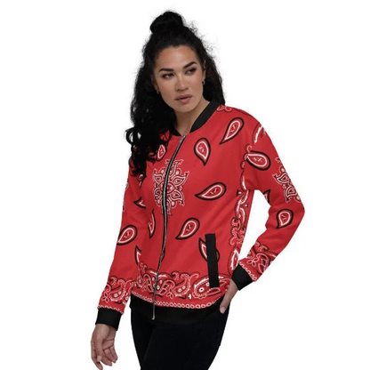 Red Bandana Jacket / Hip Hop Bomber Jacket/ Old School Hip Hop / Red Bandana Paisley