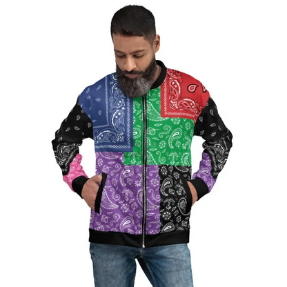 Hip Hop Bandana Jacket / Colorful Patchwork Bandana