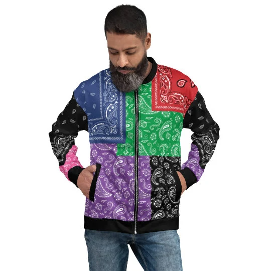Hip Hop Bandana Jacket / Colorful Patchwork Bandana
