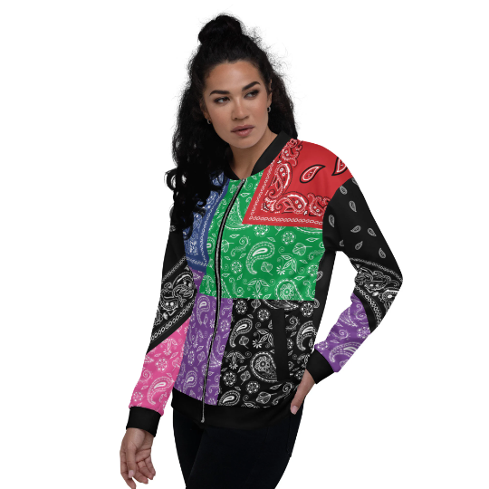 Hip Hop Bandana Jacket / Colorful Patchwork Bandana